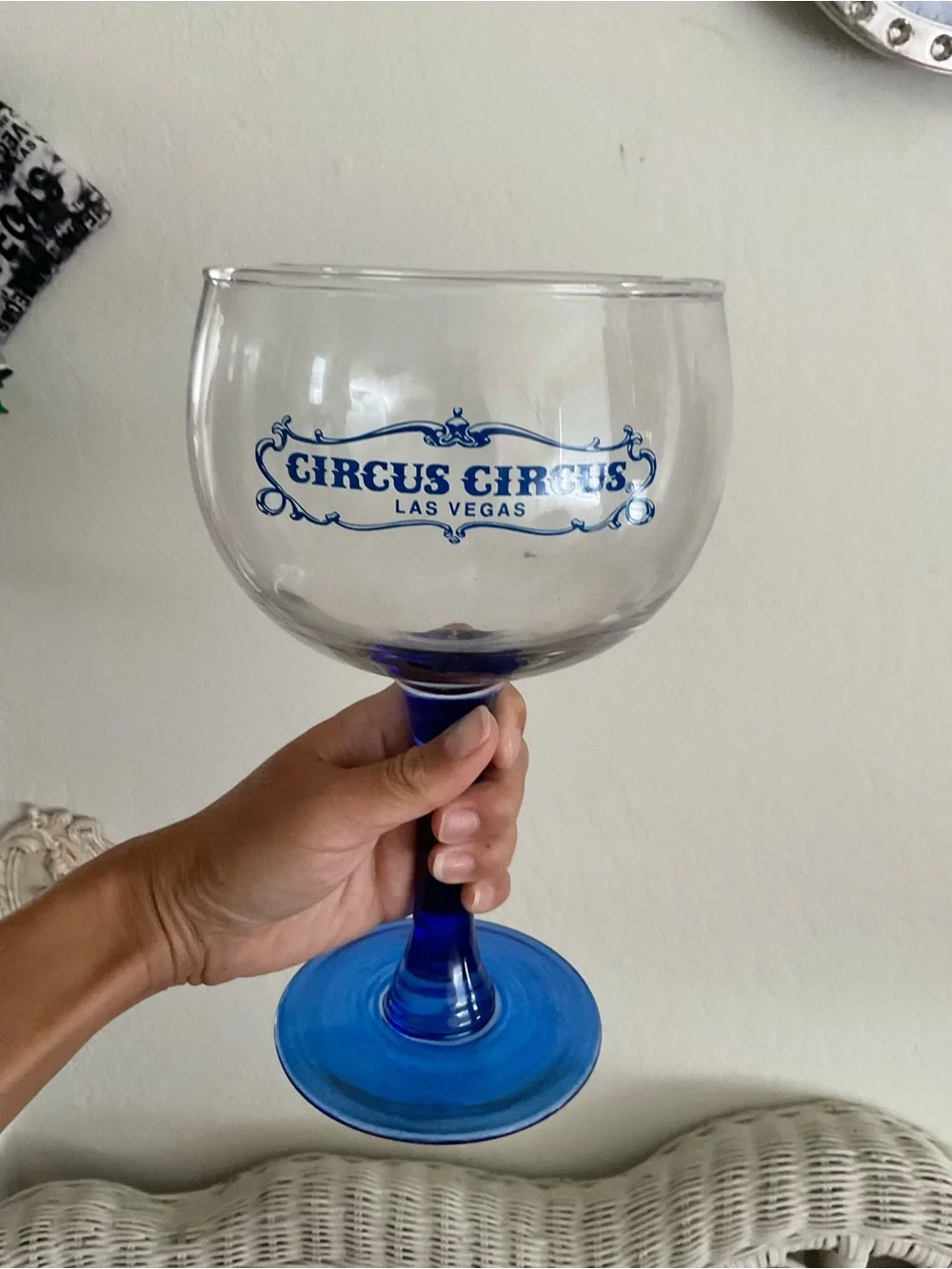 Blue Stem Glass Goblet